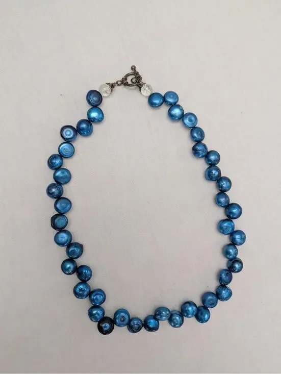 Mystical Blue Beaded Unique Mermaid Core Bubble Necklace - Picture 3 of 4